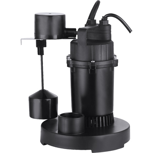 Thermoplastic Submersible Sump Pump, 2560 GPH, 115 V, 4.6 A, 1/3 HP Fastek