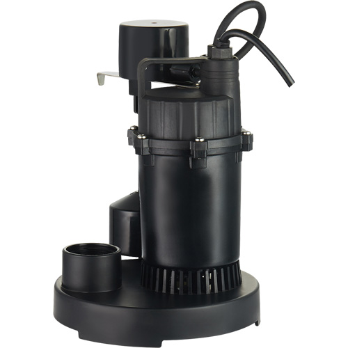 Thermoplastic Submersible Sump Pump, 2560 GPH, 115 V, 4.6 A, 1/3 HP Fastek
