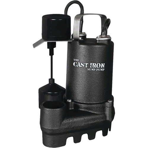 Cast Iron Submersible Sump Pump with Vertical Float Switch, 67 GPM, 33 V, 5 A, 1/3 HP Fastek