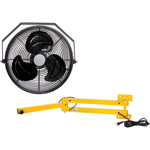 Industrial Workstation Fan Kit with Double Locking Arm, 12" Dia., 3 Speeds Fastek