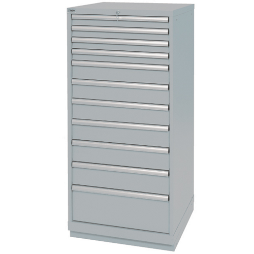 Drawer Cabinets, 11 Drawers, 28-1/4" W x 28-1/2" D x 59-1/2" H, Grey Fastek
