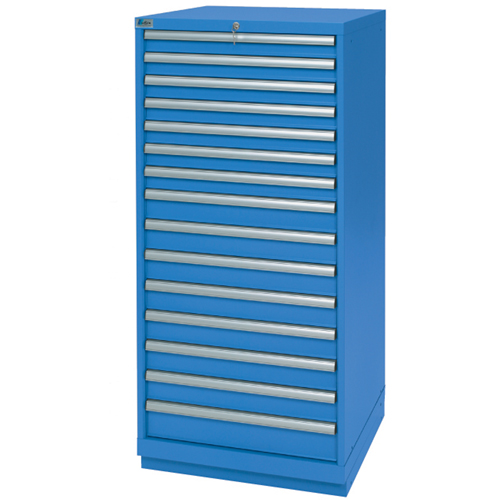 Drawer Cabinets, 15 Drawers, 28-1/4" W x 28-1/2" D x 59-1/2" H, Bright blue Fastek