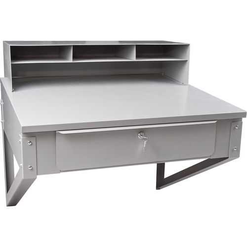 Wall-Mounted Shop Desk, 34-1/2" W x 28" D x 31" H, Grey Fastek
