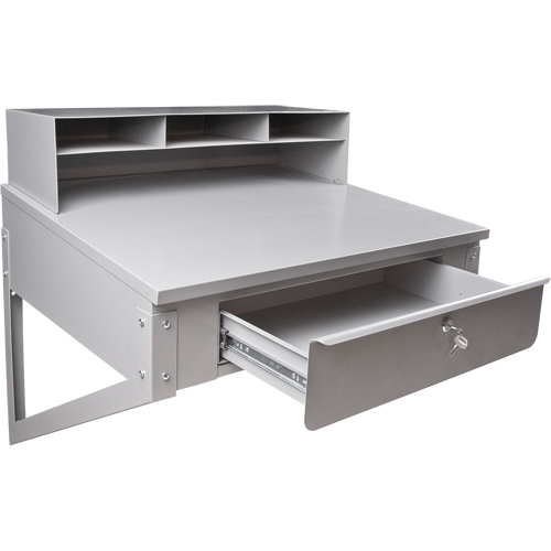 Wall-Mounted Shop Desk, 34-1/2" W x 28" D x 31" H, Grey Fastek