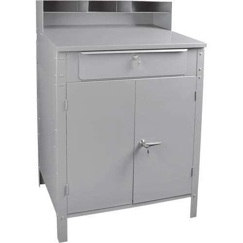Cabinet Style Shop Desk, 34-1/2" W x 30" D x 53" H, Grey Fastek