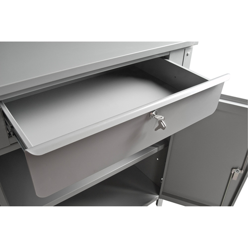 Cabinet Style Shop Desk, 34-1/2" W x 30" D x 53" H, Grey Fastek