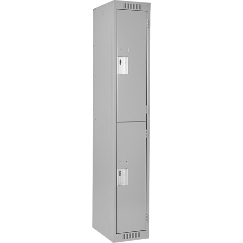 Clean Line Lockers, 2 -tier, 12" x 18" x 72", Steel, Grey, Rivet (Assembled) Fastek