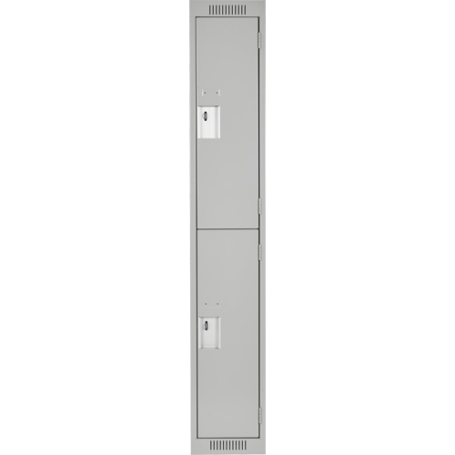 Clean Line Lockers, 2 -tier, 12" x 18" x 72", Steel, Grey, Rivet (Assembled) Fastek