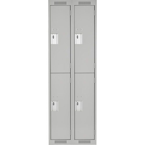 Clean Line Lockers, 2 -tier, Bank of 2, 24" x 18" x 72", Steel, Grey, Rivet (Assembled) Fastek