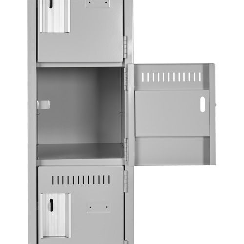 Clean Line Lockerette, 6 -tier, Bank of 4, 48" x 18" x 76", Steel, Beige, Rivet (Assembled) Fastek