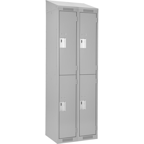 Clean Line Lockers, 2 -tier, Bank of 2, 24" x 18" x 78", Steel, Grey, Rivet (Assembled) Fastek