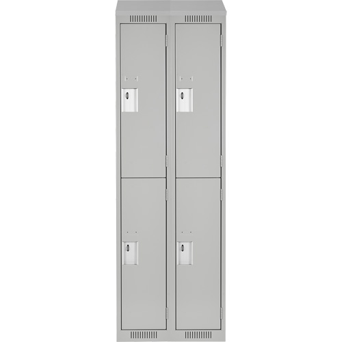 Clean Line Lockers, 2 -tier, Bank of 2, 24" x 18" x 78", Steel, Grey, Rivet (Assembled) Fastek