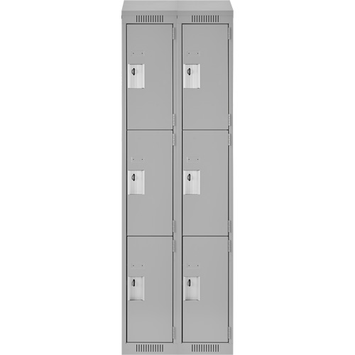 Clean Line Lockers, 3 -tier, Bank of 2, 24" x 18" x 78", Steel, Grey, Rivet (Assembled) Fastek