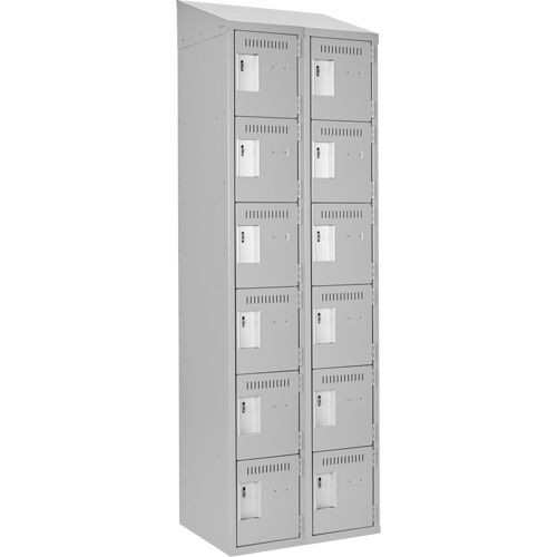Clean Line Lockerette , 6 -tier, Bank of 2, 24" x 18" x 78", Steel, Grey, Rivet (Assembled) Fastek
