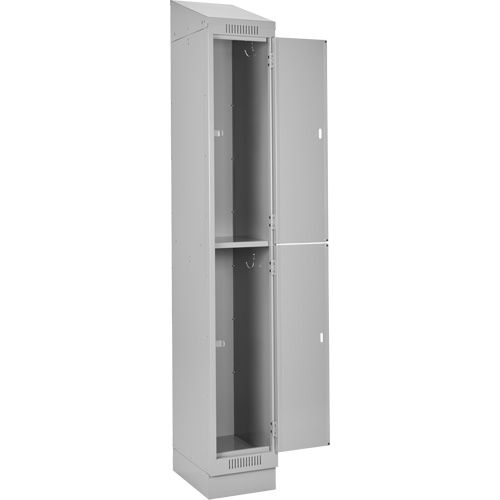 Clean Line Lockers, 2 -tier, Bank of 3, 36" x 18" x 82", Steel, Grey, Rivet (Assembled) Fastek