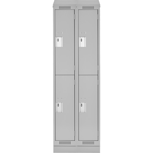 Clean Line Lockers, 2 -tier, Bank of 2, 24" x 18" x 82", Steel, Grey, Rivet (Assembled) Fastek