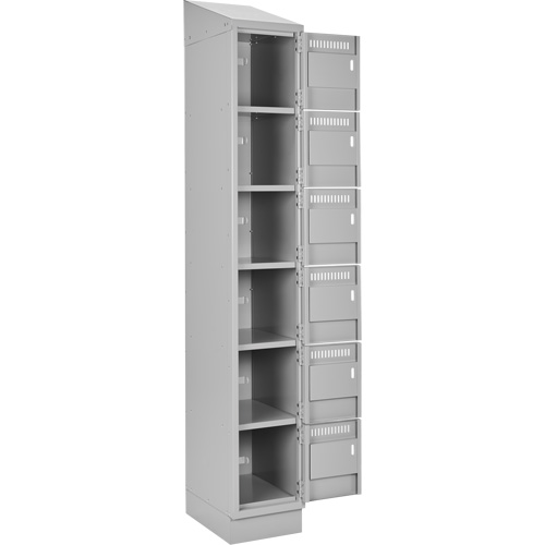 Clean Line Lockerette, 6 -tier, Bank of 4, 48" x 18" x 82", Steel, Grey, Rivet (Assembled) Fastek