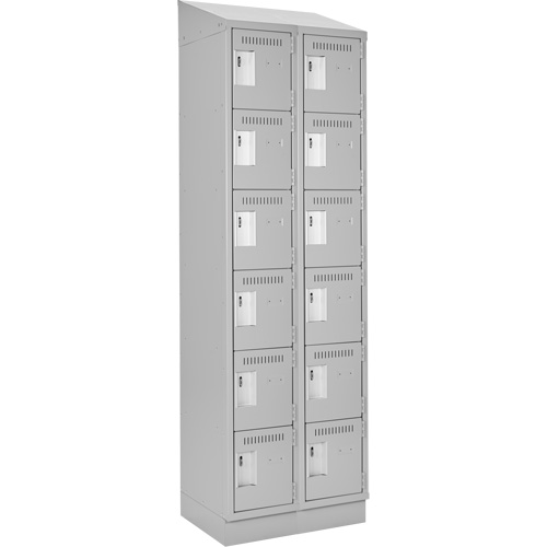 Clean Line Lockerette, 6 -tier, Bank of 2, 24" x 18" x 82", Steel, Grey, Rivet (Assembled) Fastek
