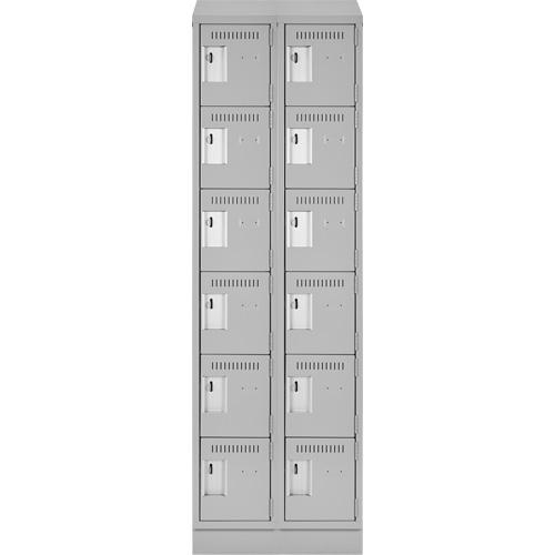 Clean Line Lockerette, 6 -tier, Bank of 2, 24" x 18" x 82", Steel, Grey, Rivet (Assembled) Fastek