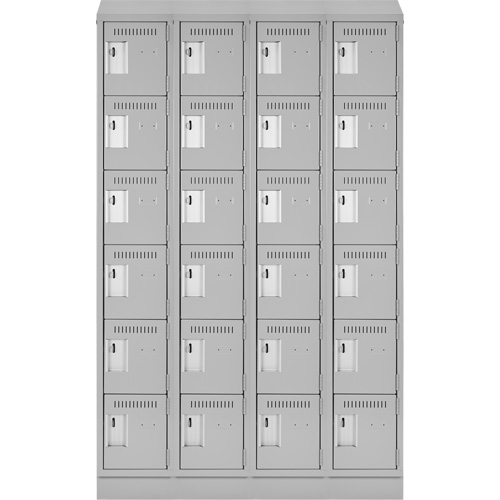 Clean Line Lockerette, 6 -tier, Bank of 4, 48" x 18" x 82", Steel, Grey, Rivet (Assembled) Fastek