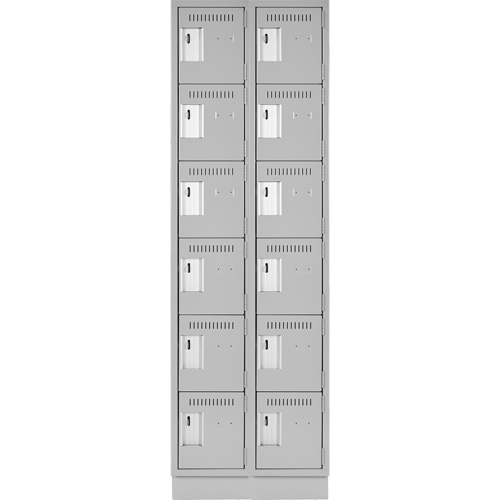 Clean Line Lockerette, 6 -tier, Bank of 2, 24" x 18" x 76", Steel, Grey, Rivet (Assembled) Fastek