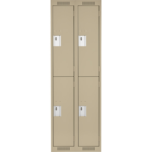 Clean Line Lockers, 2 -tier, Bank of 2, 24" x 18" x 72", Steel, Beige, Rivet (Assembled) Fastek