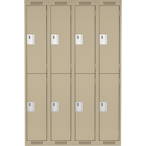 Clean Line Lockers, 2 -tier, Bank of 4, 48" x 18" x 72", Steel, Beige, Rivet (Assembled) Fastek