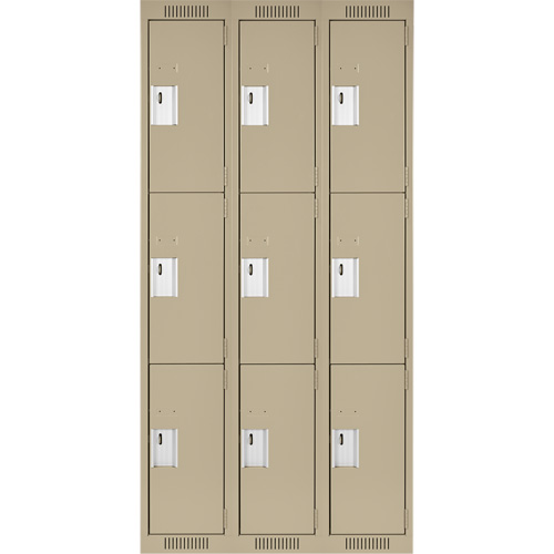 Casiers Clean Line, 3 niveaux, Bloc de 3, 36" x 18" x 72", Acier, Beige, Rivet (assembl&eacute;) Fastek
