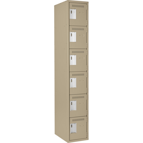 Petits casiers Clean Line, 6 niveaux, 12" x 18" x 72", Acier, Beige, Rivet (assembl&eacute;) Fastek