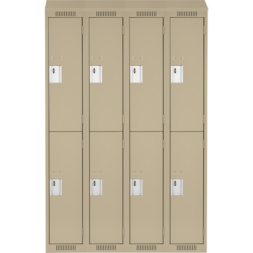 Clean Line Lockers, 2 -tier, Bank of 4, 48" x 18" x 78", Steel, Beige, Rivet (Assembled) Fastek