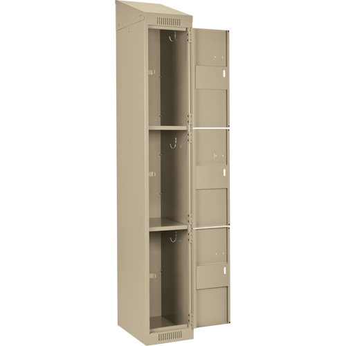 Casiers Clean Line, 3 niveaux, Bloc de 4, 48" x 18" x 78", Acier, Beige, Rivet (assembl&eacute;) Fastek