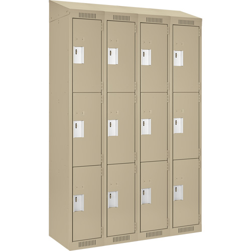 Casiers Clean Line, 3 niveaux, Bloc de 4, 48" x 18" x 78", Acier, Beige, Rivet (assembl&eacute;) Fastek