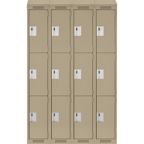 Casiers Clean Line, 3 niveaux, Bloc de 4, 48" x 18" x 78", Acier, Beige, Rivet (assembl&eacute;) Fastek