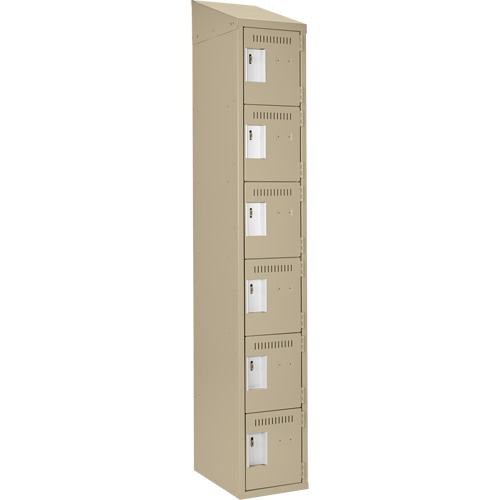 Clean Line Lockerette, 6 -tier, 12" x 18" x 78", Steel, Beige, Rivet (Assembled) Fastek