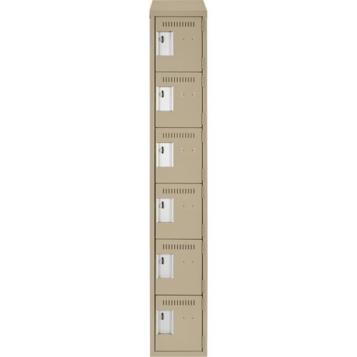 Clean Line Lockerette, 6 -tier, 12" x 18" x 78", Steel, Beige, Rivet (Assembled) Fastek