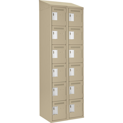 Petits casiers Clean Line, 6 niveaux, Bloc de 2, 24" x 18" x 78", Acier, Beige, Rivet (assembl&eacute;) Fastek