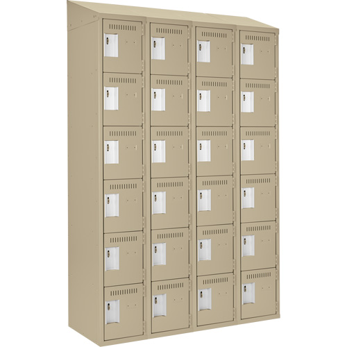 Petits casiers Clean Line, 6 niveaux, Bloc de 4, 48" x 18" x 78", Acier, Beige, Rivet (assembl&eacute;) Fastek