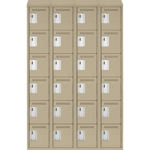 Petits casiers Clean Line, 6 niveaux, Bloc de 4, 48" x 18" x 78", Acier, Beige, Rivet (assembl&eacute;) Fastek