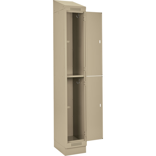 Clean Line Lockers, 2 -tier, Bank of 4, 48" x 18" x 82", Steel, Beige, Rivet (Assembled) Fastek