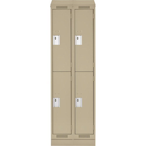 Clean Line Lockers, 2 -tier, Bank of 2, 24" x 18" x 82", Steel, Beige, Rivet (Assembled) Fastek