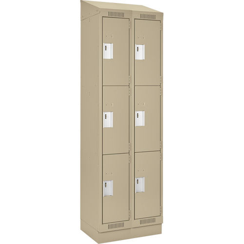 Casiers Clean Line, 3 niveaux, Bloc de 2, 24" x 18" x 82", Acier, Beige, Rivet (assembl&eacute;) Fastek