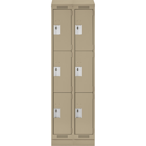 Casiers Clean Line, 3 niveaux, Bloc de 2, 24" x 18" x 82", Acier, Beige, Rivet (assembl&eacute;) Fastek