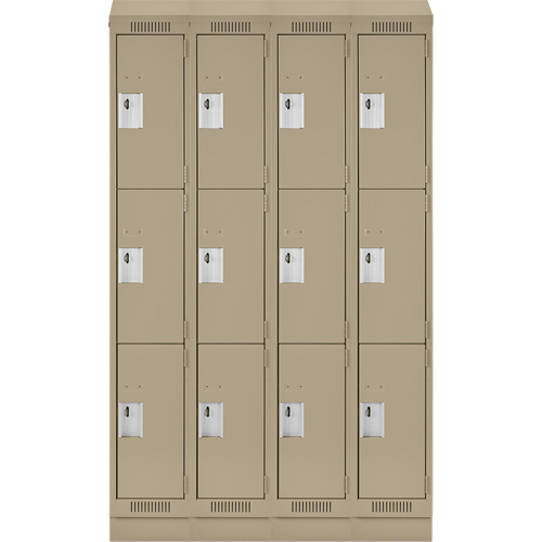 Casiers Clean Line, 3 niveaux, Bloc de 4, 48" x 18" x 82", Acier, Beige, Rivet (assembl&eacute;) Fastek