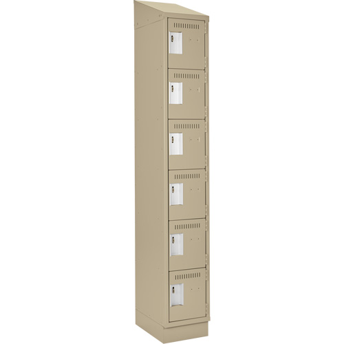 Clean Line Lockerette , 6 -tier, 12" x 18" x 82", Steel, Beige, Rivet (Assembled) Fastek