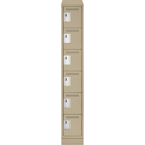 Clean Line Lockerette , 6 -tier, 12" x 18" x 82", Steel, Beige, Rivet (Assembled) Fastek