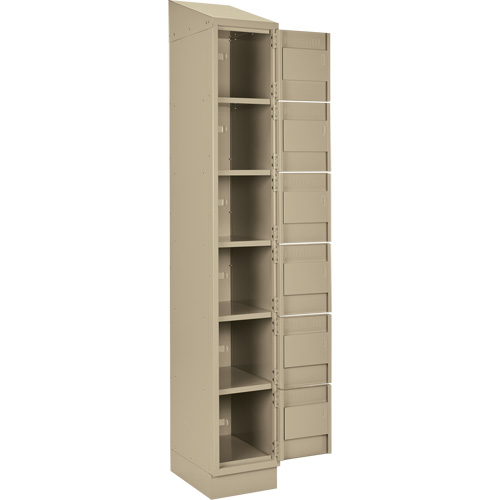 Petits casiers Clean Line, 6 niveaux, Bloc de 4, 48" x 18" x 82", Acier, Beige, Rivet (assembl&eacute;) Fastek