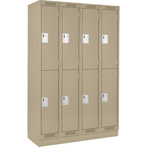 Clean Line Lockers, 2 -tier, Bank of 4, 48" x 18" x 76", Steel, Beige, Rivet (Assembled) Fastek