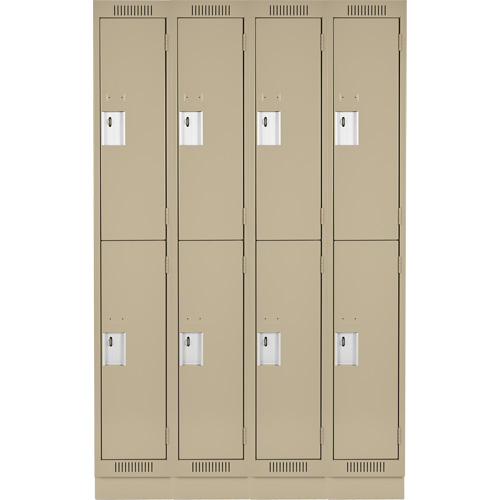 Clean Line Lockers, 2 -tier, Bank of 4, 48" x 18" x 76", Steel, Beige, Rivet (Assembled) Fastek