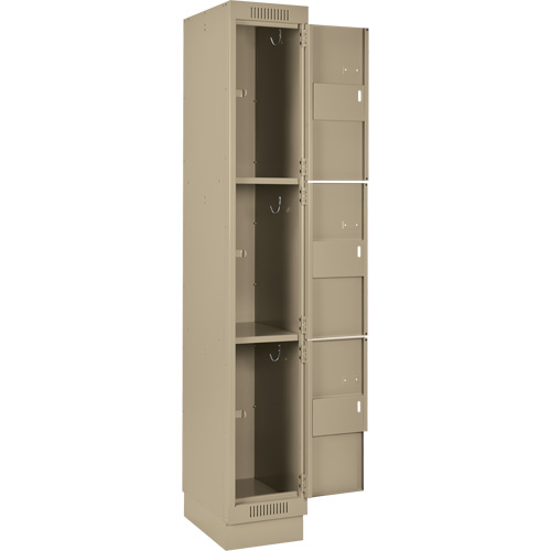 Clean Line Lockers, 3 -tier, Bank of 4, 48" x 18" x 76", Steel, Beige, Rivet (Assembled) Fastek