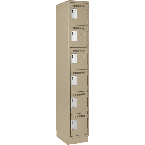 Clean Line Lockerette, 6 -tier, 12" x 18" x 76", Steel, Beige, Rivet (Assembled) Fastek